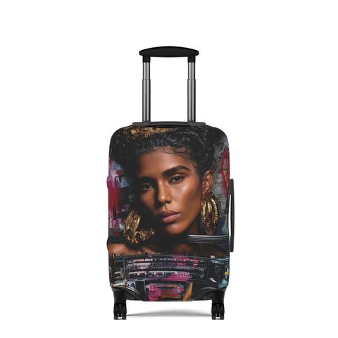 Portrait Art Luggage Cover — Bold Woman Face Travel Protector