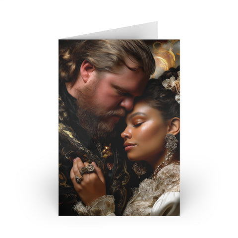 Romantic Vintage Portrait Greeting Card — Intimate Couple Art Card (1 or 10-Pack)
