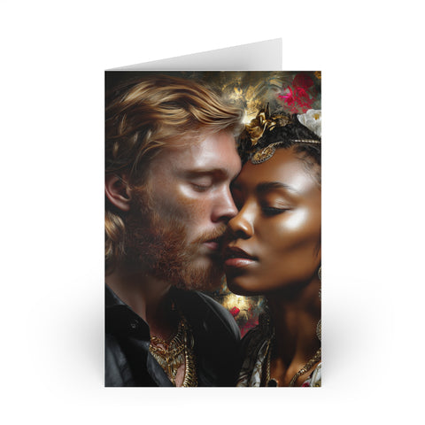 Romantic Art Greeting Card — Intimate Couple Portrait (1 or 10-Pack)