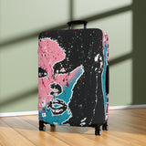 Unbothered Luggage Cover – Pink & Teal Pop Art Travel Protector