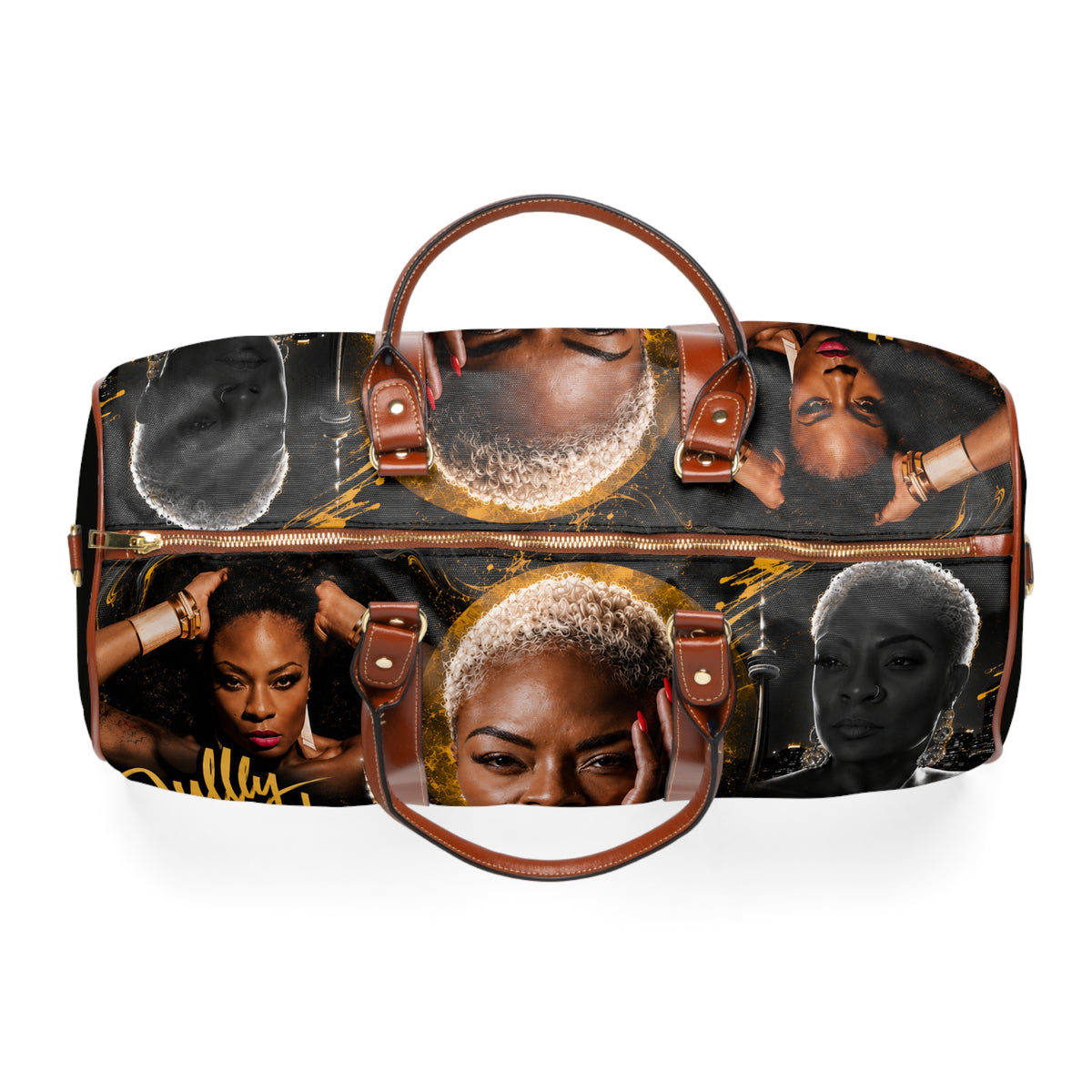 JULLY BLACK Waterproof Travel Bag — Stylish Black Heritage Portrait Weekend Duffle