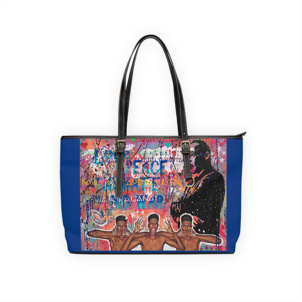 "No Hate Just Love" PU Leather Shoulder Bag