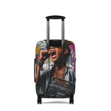 Retro Street Music Luggage Cover — Singing Teen with Boombox Travel Protector