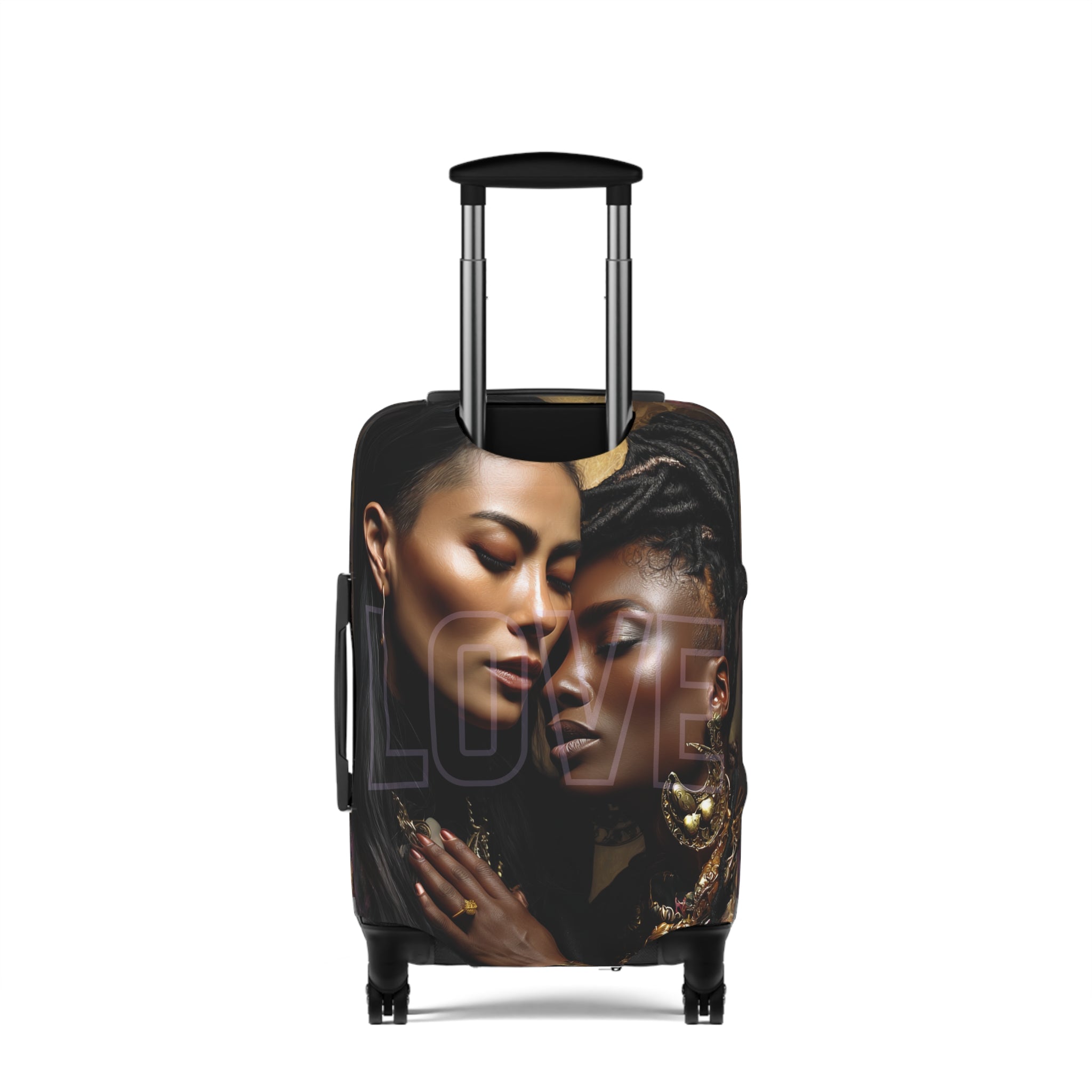 Luggage Cover – 'Love' Portrait Travel Suitcase Cover (Elegant Black Women Design)