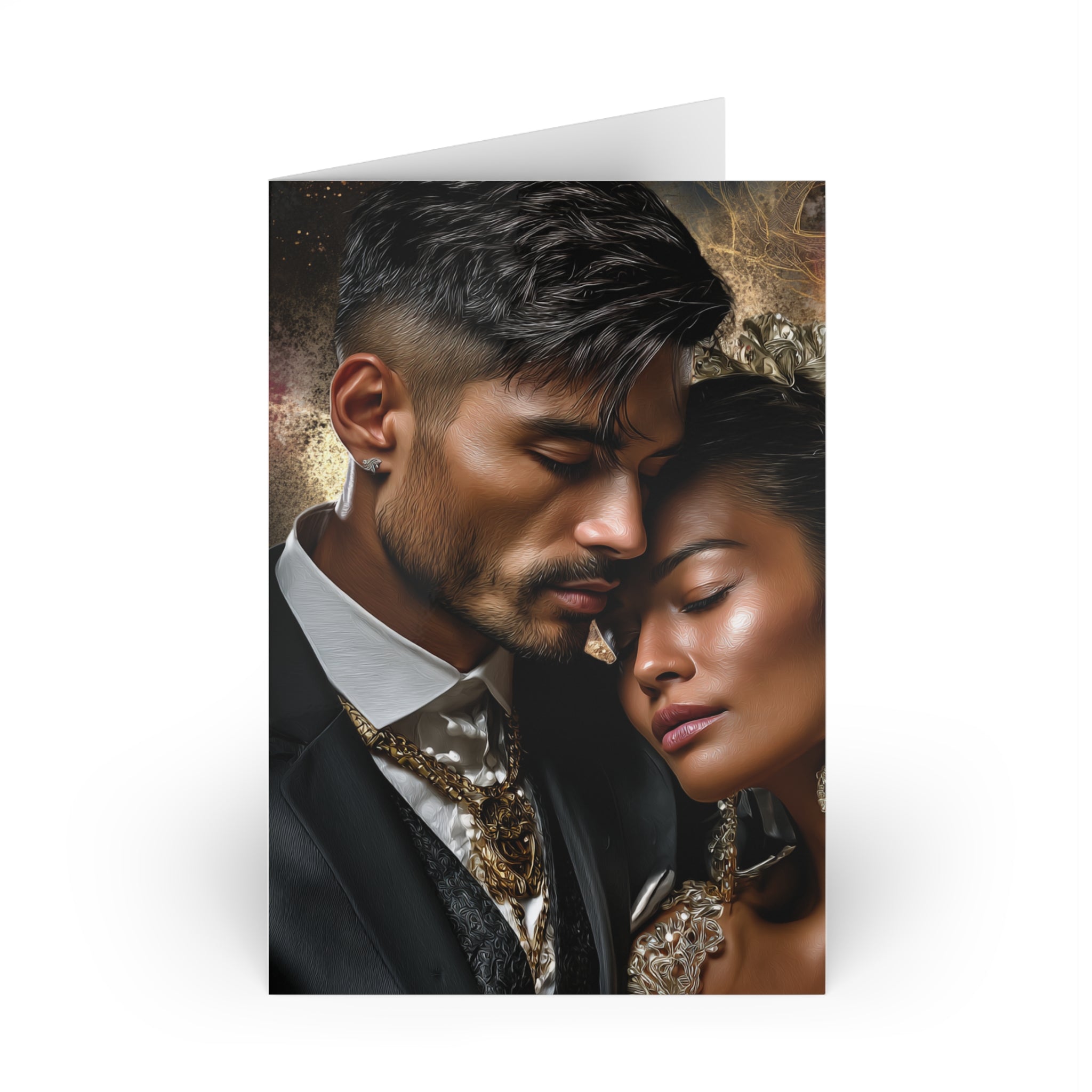 Romantic Luxe Greeting Card — Intimate Couple Portrait (Blank Inside)