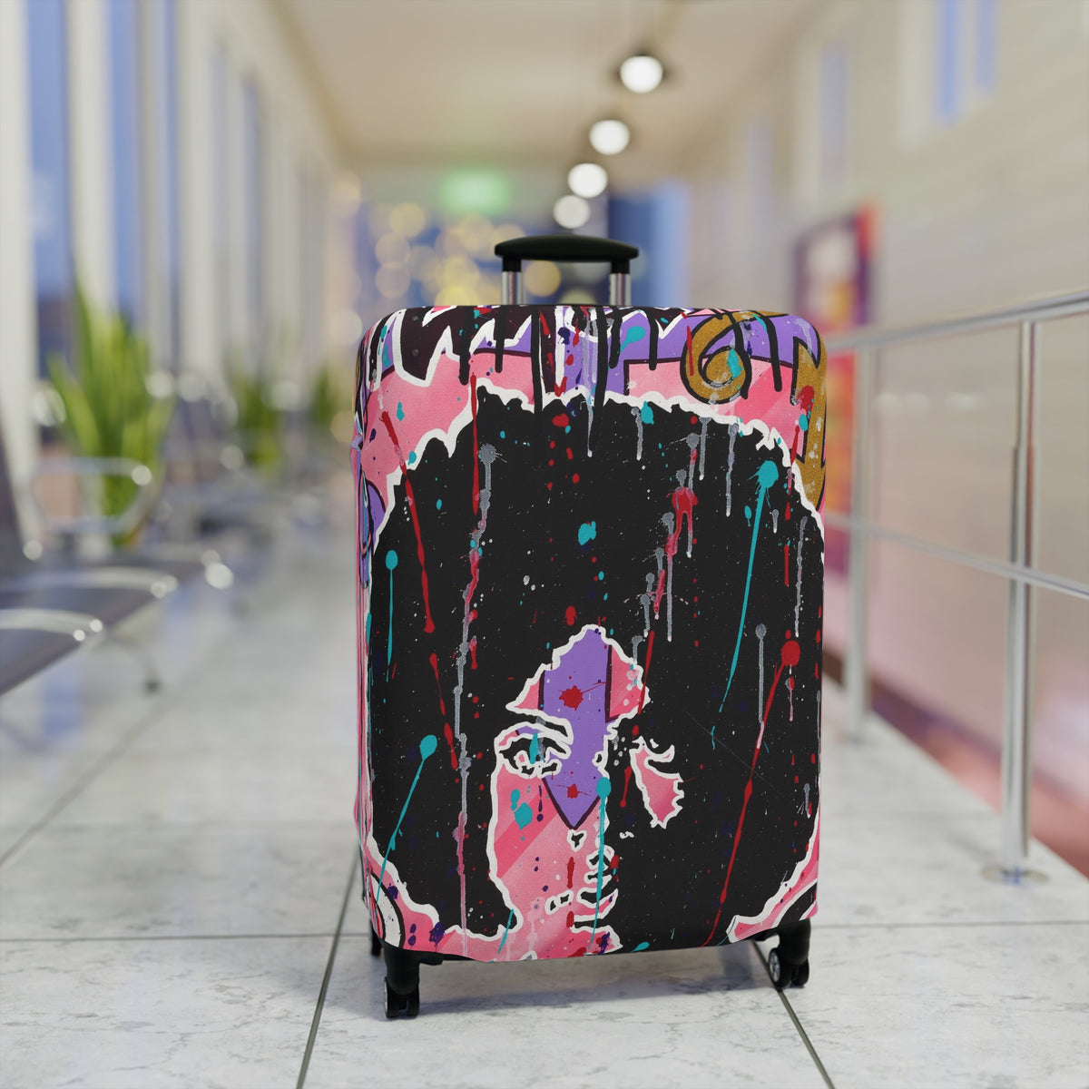 Pop Art Afro Portrait Luggage Cover – Colorful Graffiti Travel Protector