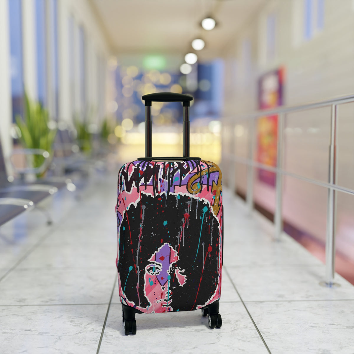 Pop Art Afro Portrait Luggage Cover – Colorful Graffiti Travel Protector