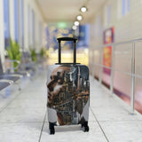 Cityscape Double Exposure Luggage Cover — Artistic Urban Portrait Travel Protector