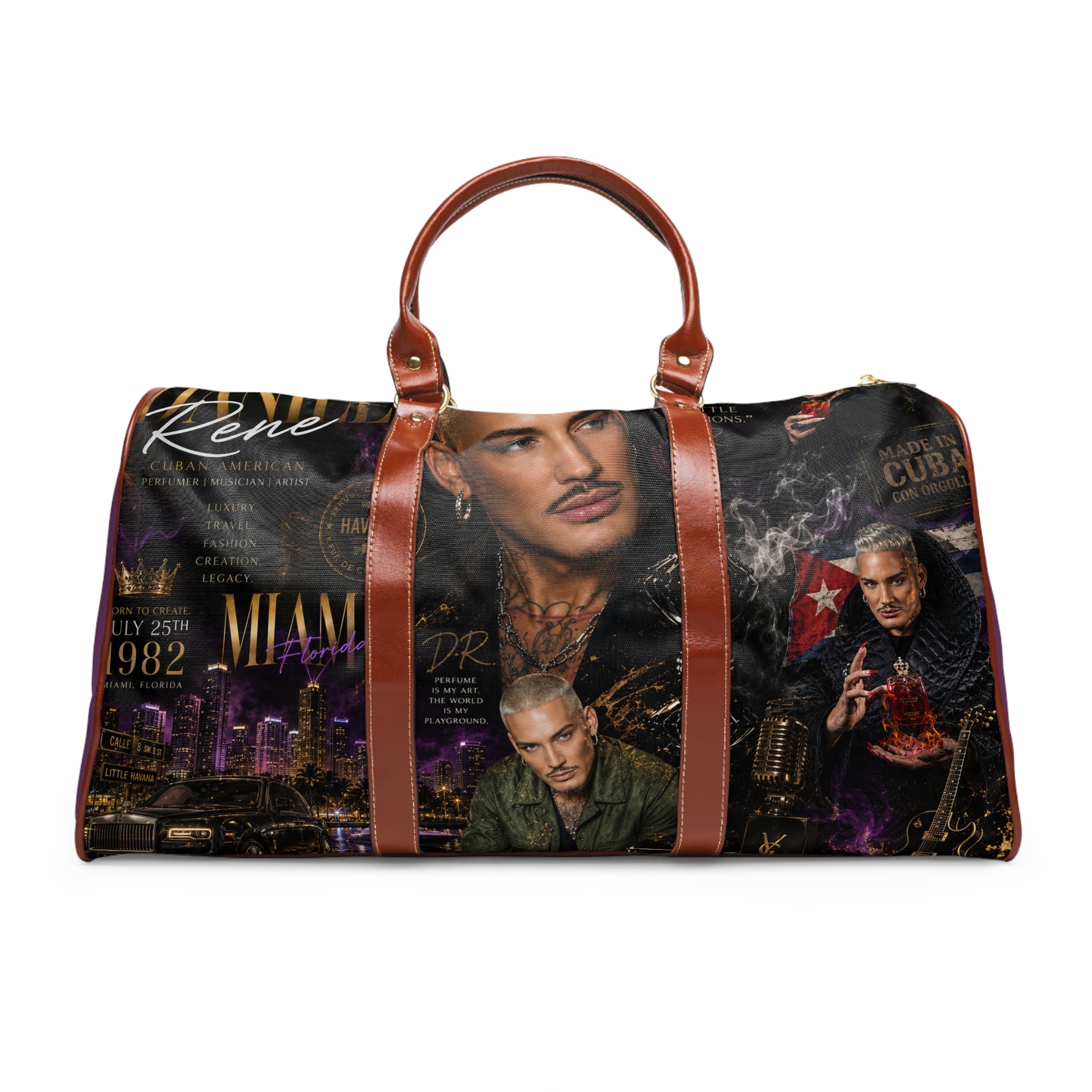 Daniel Rene Waterproof Travel Bag — Miami Retro Celebrity Collage Duffle