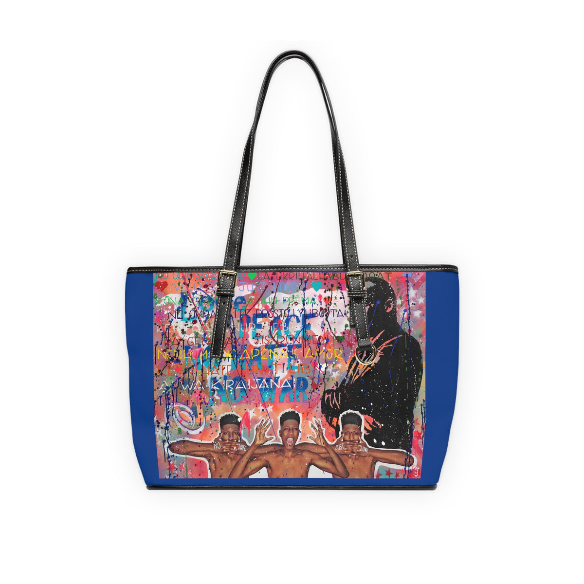"No Hate Just Love" PU Leather Shoulder Bag
