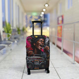 Vibrant Retro Hip-Hop Luggage Cover — Singer with Boombox Design