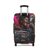 Vibrant Retro Hip-Hop Luggage Cover — Singer with Boombox Design
