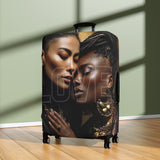 Luggage Cover – 'Love' Portrait Travel Suitcase Cover (Elegant Black Women Design)
