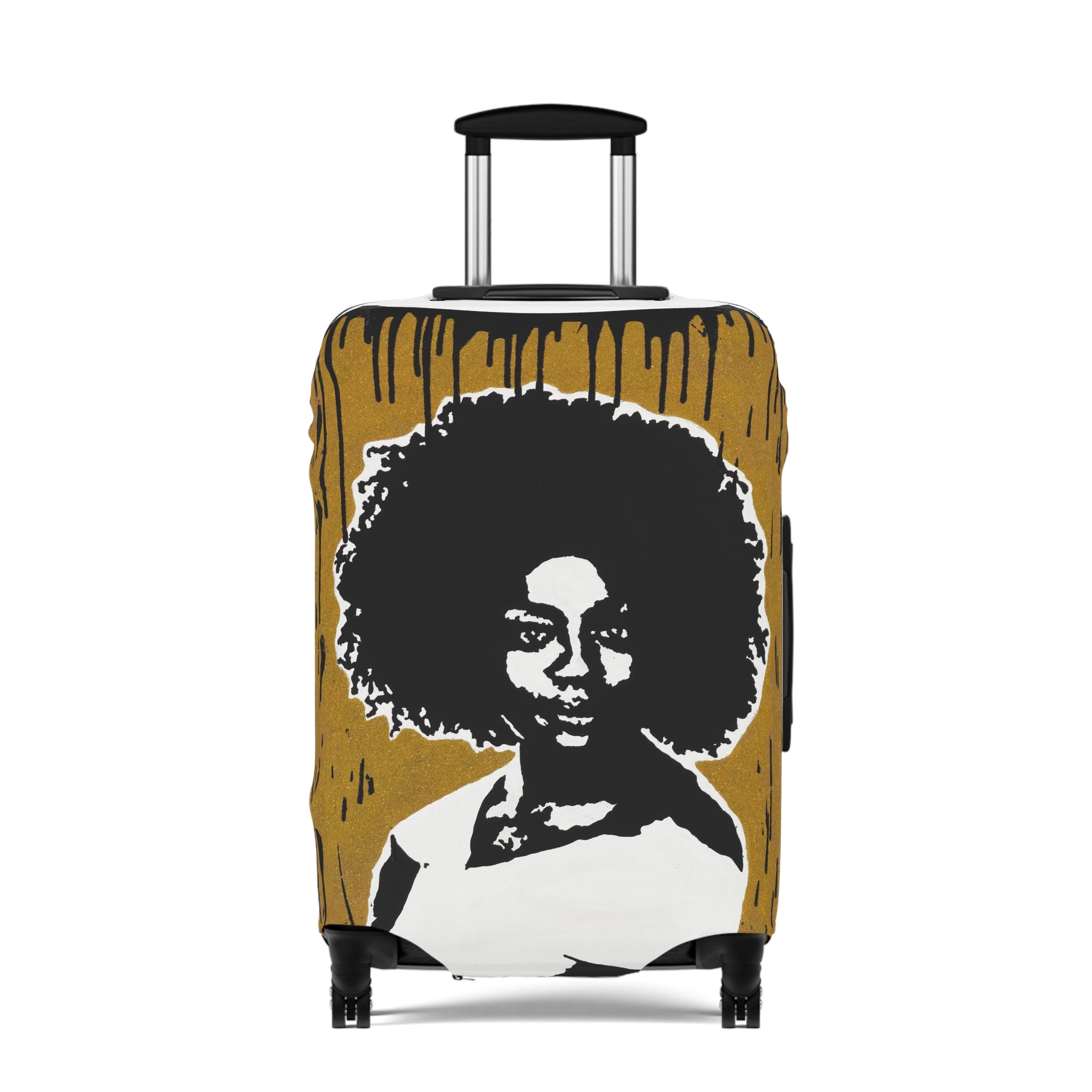Afro Silhouette Luggage Cover – Bold Retro Black Woman Travel Protector