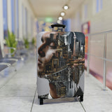Cityscape Double Exposure Luggage Cover — Artistic Urban Portrait Travel Protector