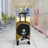 Afro Silhouette Luggage Cover – Bold Retro Black Woman Travel Protector