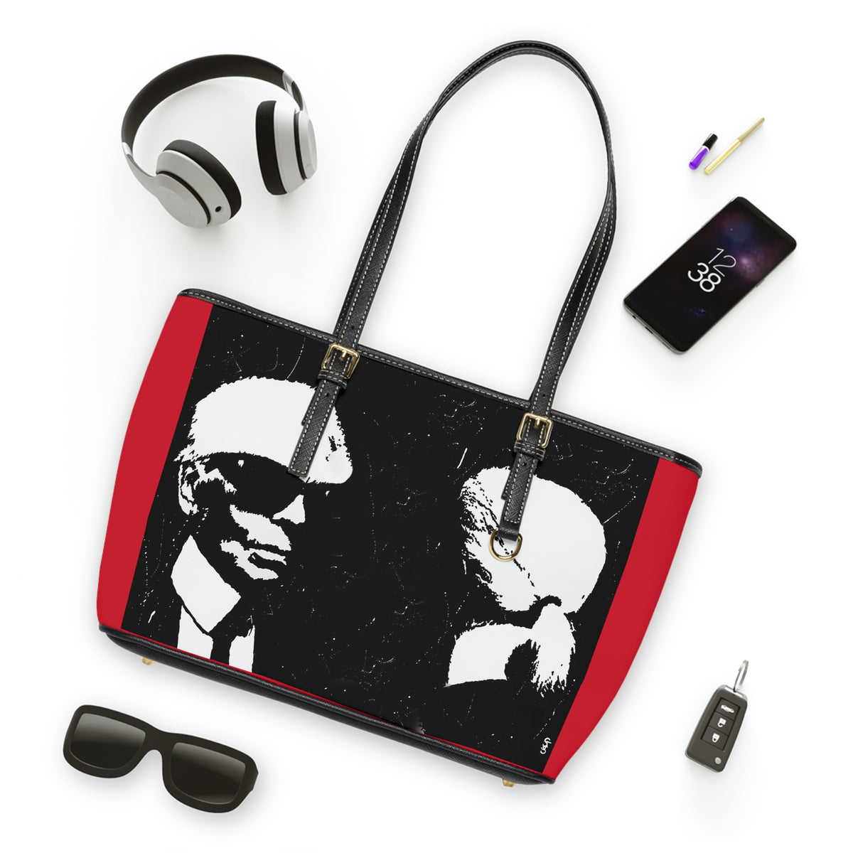 "Label Whore 2-Karl Lagerfeld"  PU Leather Shoulder Bag
