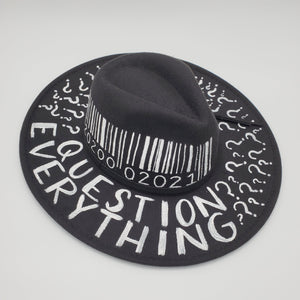 "Question Everything" Hand Painted Wide Brim Hat