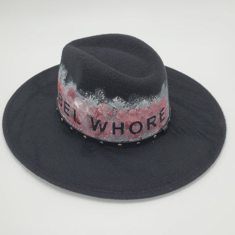 "Label Whore" Hand Painted Wide Brim Hat