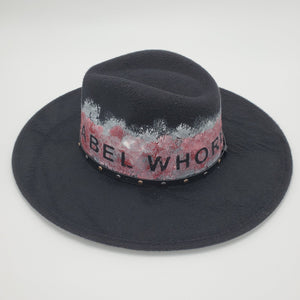 "Label Whore" Hand Painted Wide Brim Hat