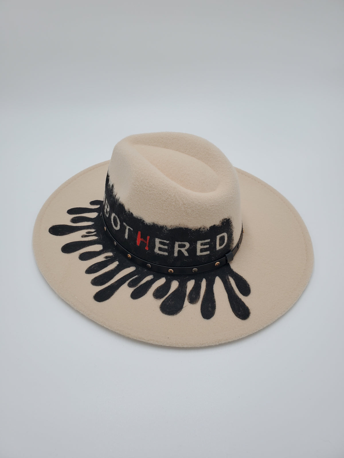 "Unbothered" Hand Painted Wide Brim Hat