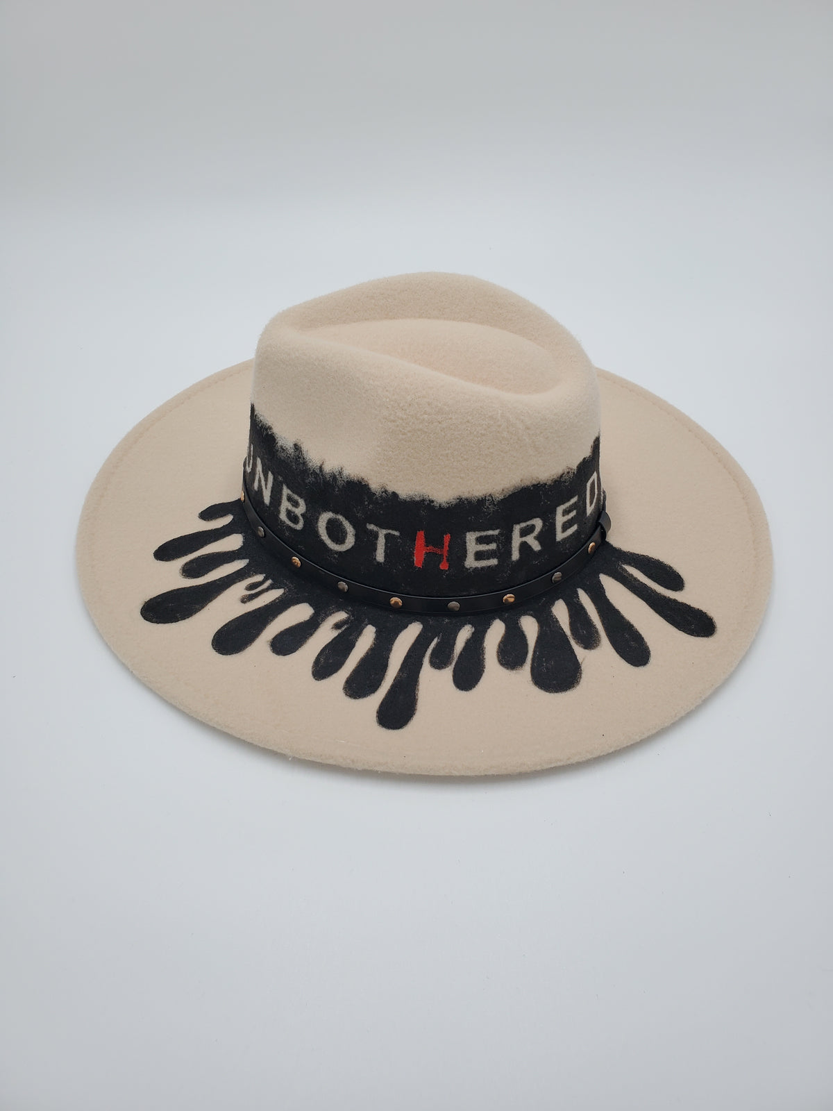 "Unbothered" Hand Painted Wide Brim Hat