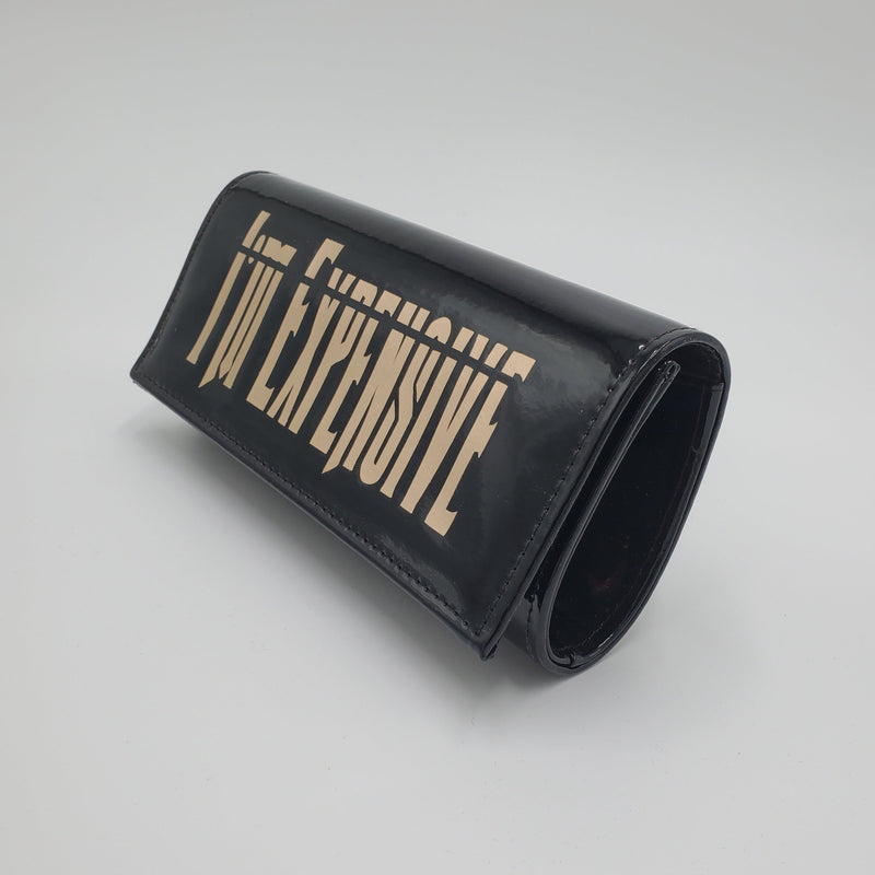 Black "I'm Expensive" PU Clutch Purse