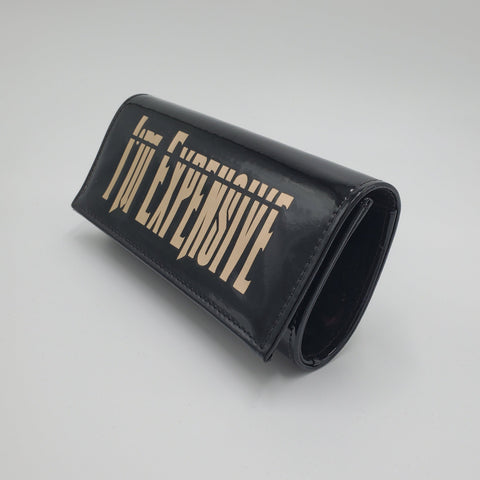 Black "I'm Expensive" PU Clutch Purse