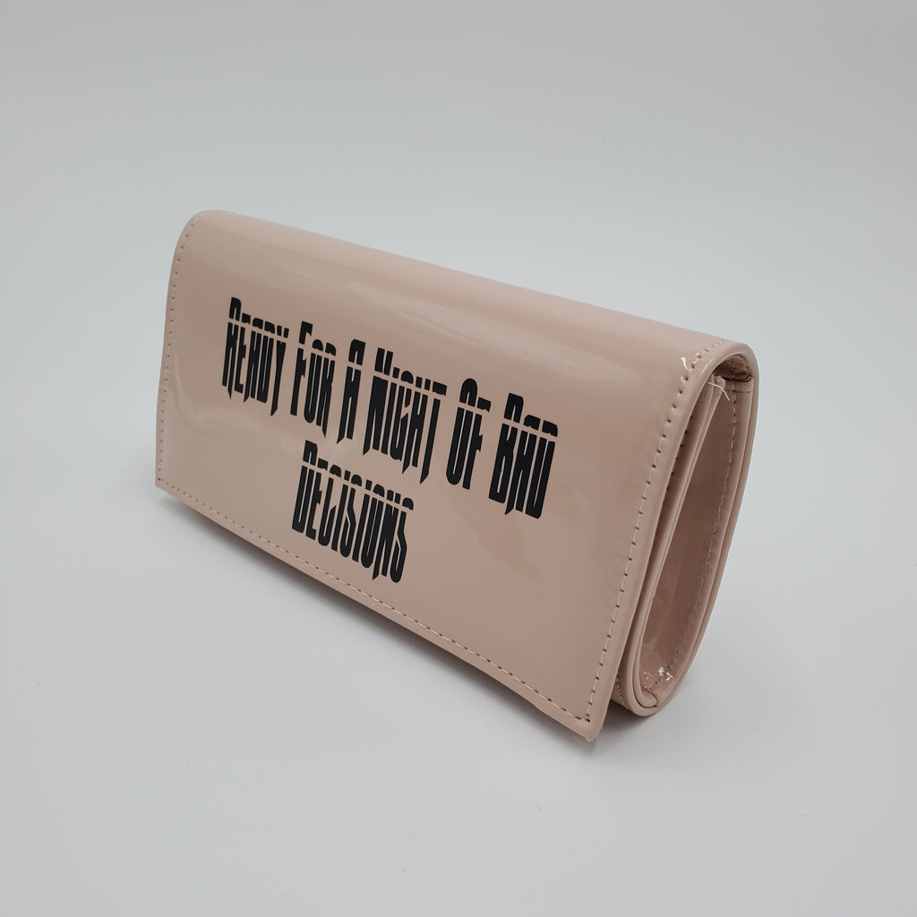 Beige "Ready For A Night Of Bad Decisions" PU Clutch Purse