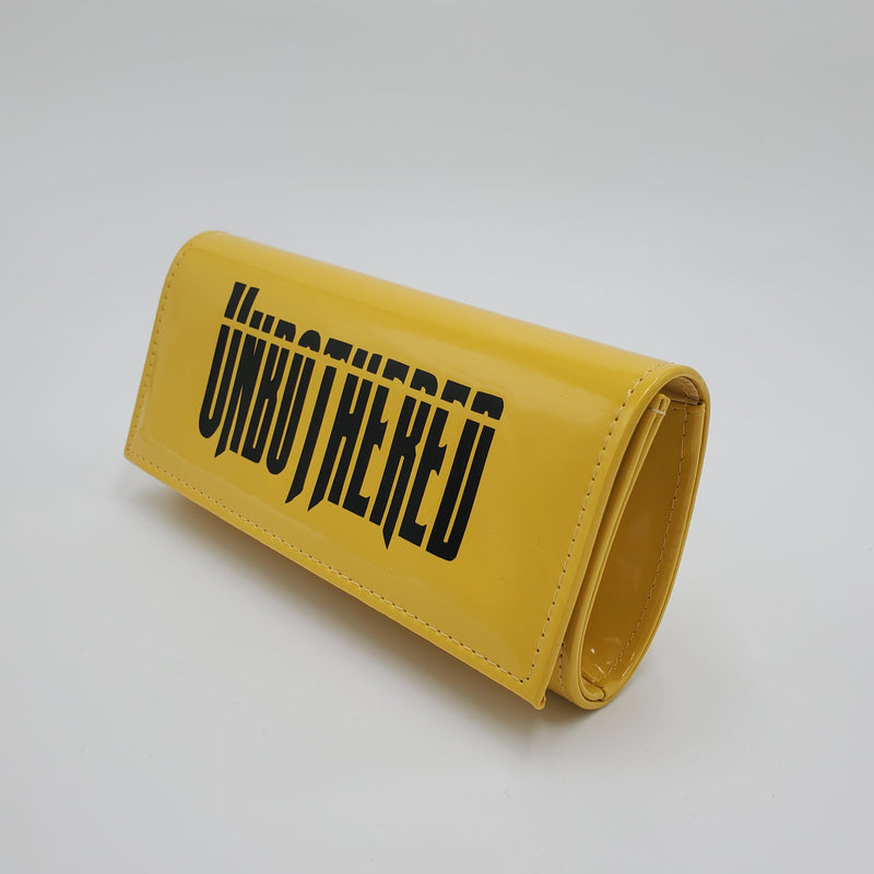 Yellow "Unbothered" PU Clutch Purse