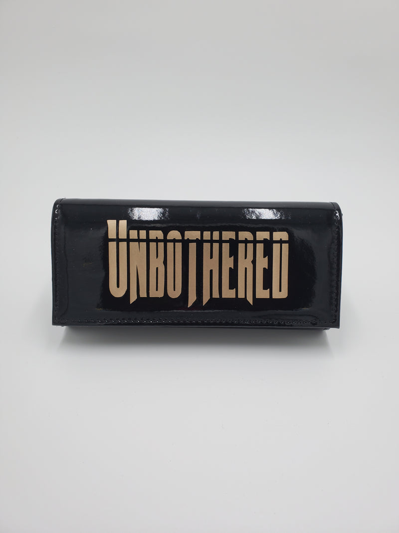 Black "Unbothered" PU Vinyl Clutch