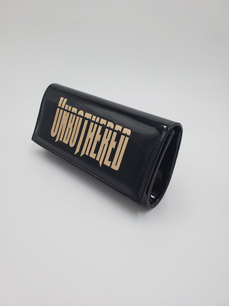 Black "Unbothered" PU Vinyl Clutch