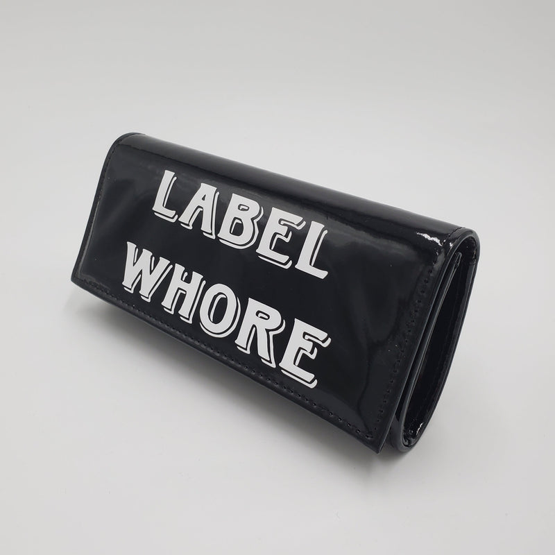 Black "Label Whore" PU Clutch Purse