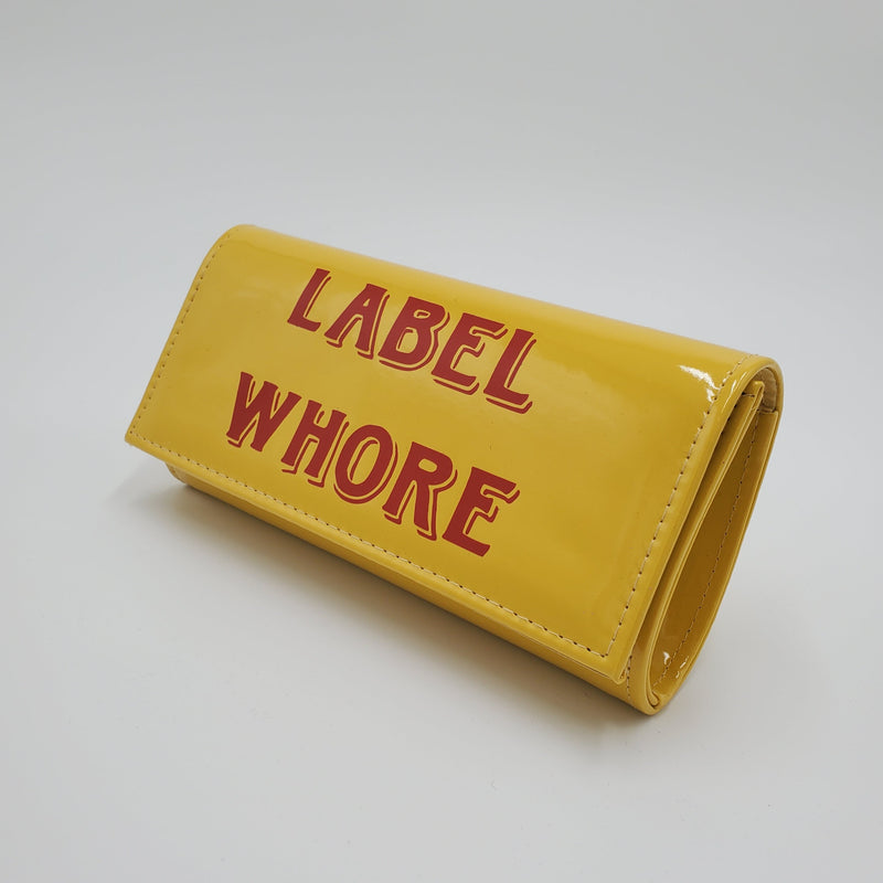 Yellow "Label Whore" PU Clutch Purse