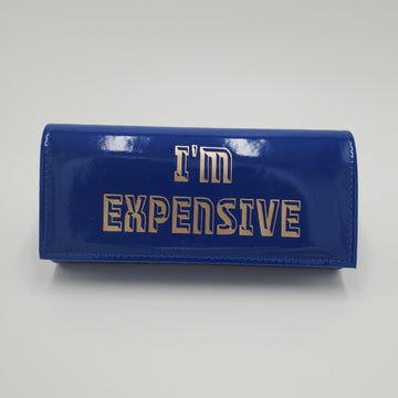 Blue "I'm Expensive" PU Clutch Purse
