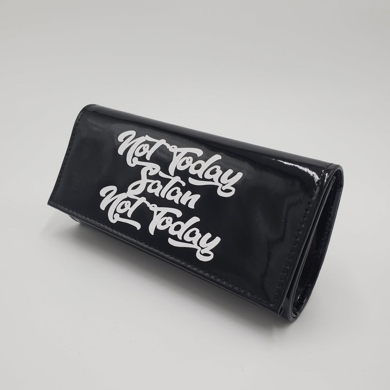 Black "Not Today Satan Not Today" PU Clutch Purse