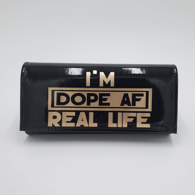 Black "I'm Dope In Real Life" PU Clutch Purse