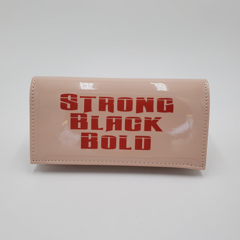 Beige "Strong Black Bold" PU Clutch Purse