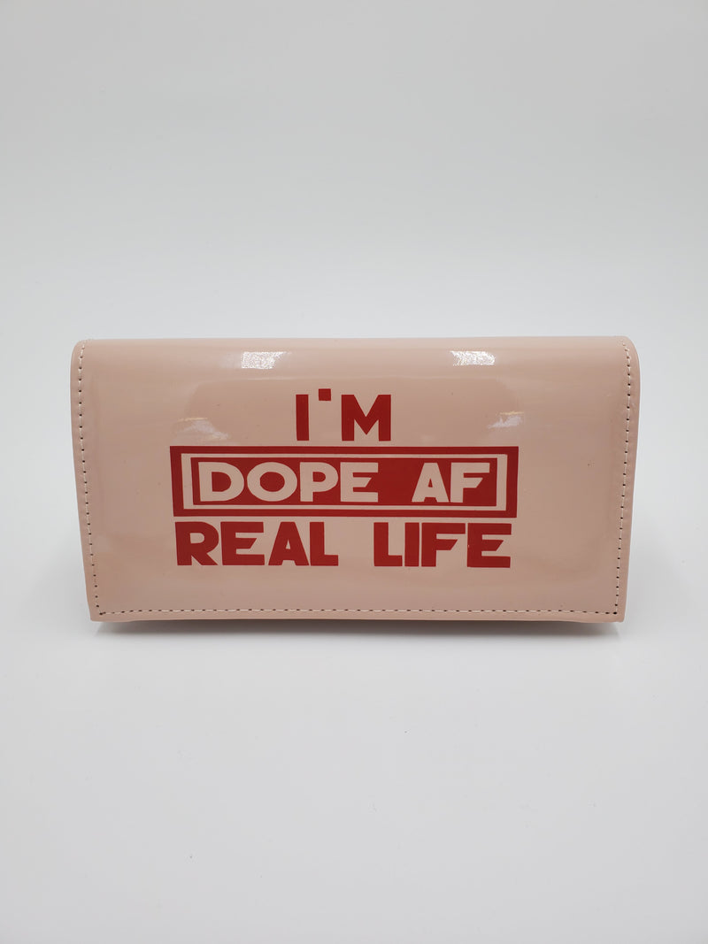 Beige "I'm Dope In Real Life" PU Clutch Purse