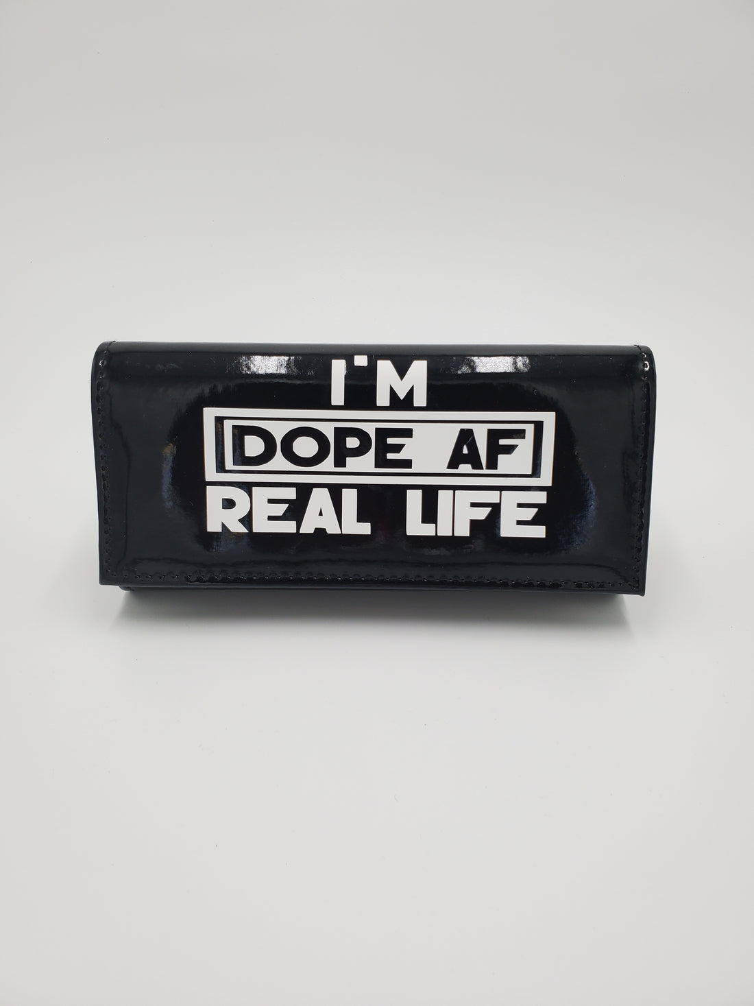 Black "I'm Dope In Real Life" PU Clutch Purse