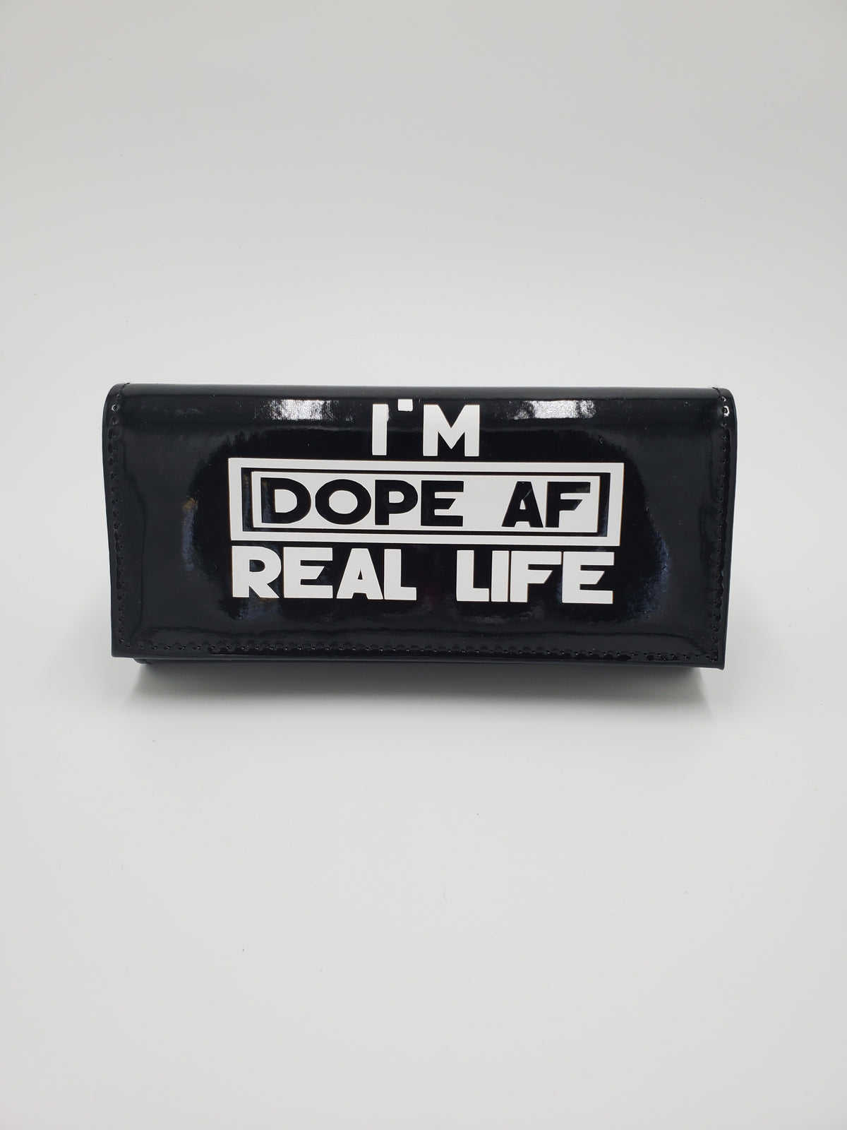 Black "I'm Dope In Real Life" PU Clutch Purse
