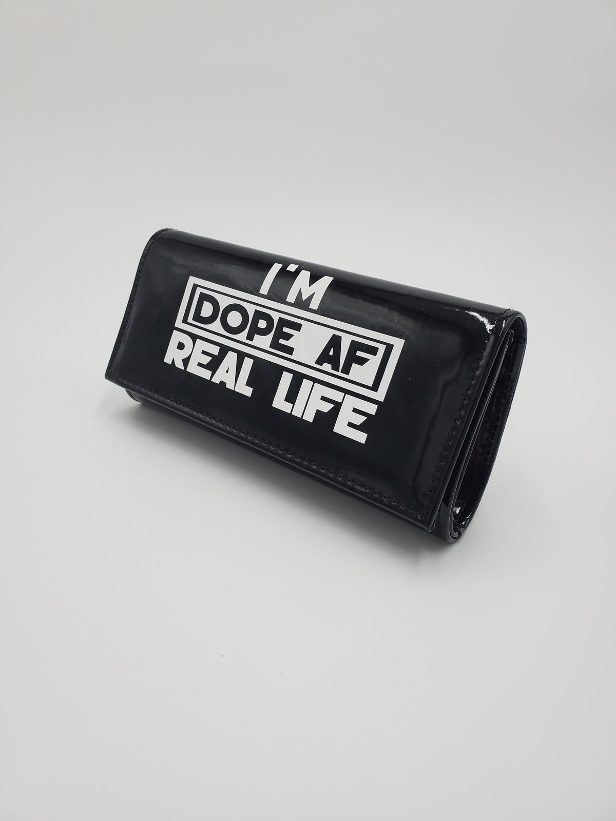 Black "I'm Dope In Real Life" PU Clutch Purse