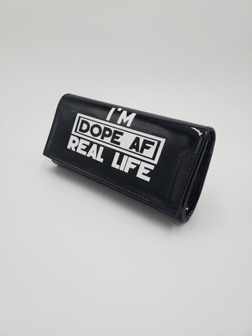 Black "I'm Dope In Real Life" PU Clutch Purse