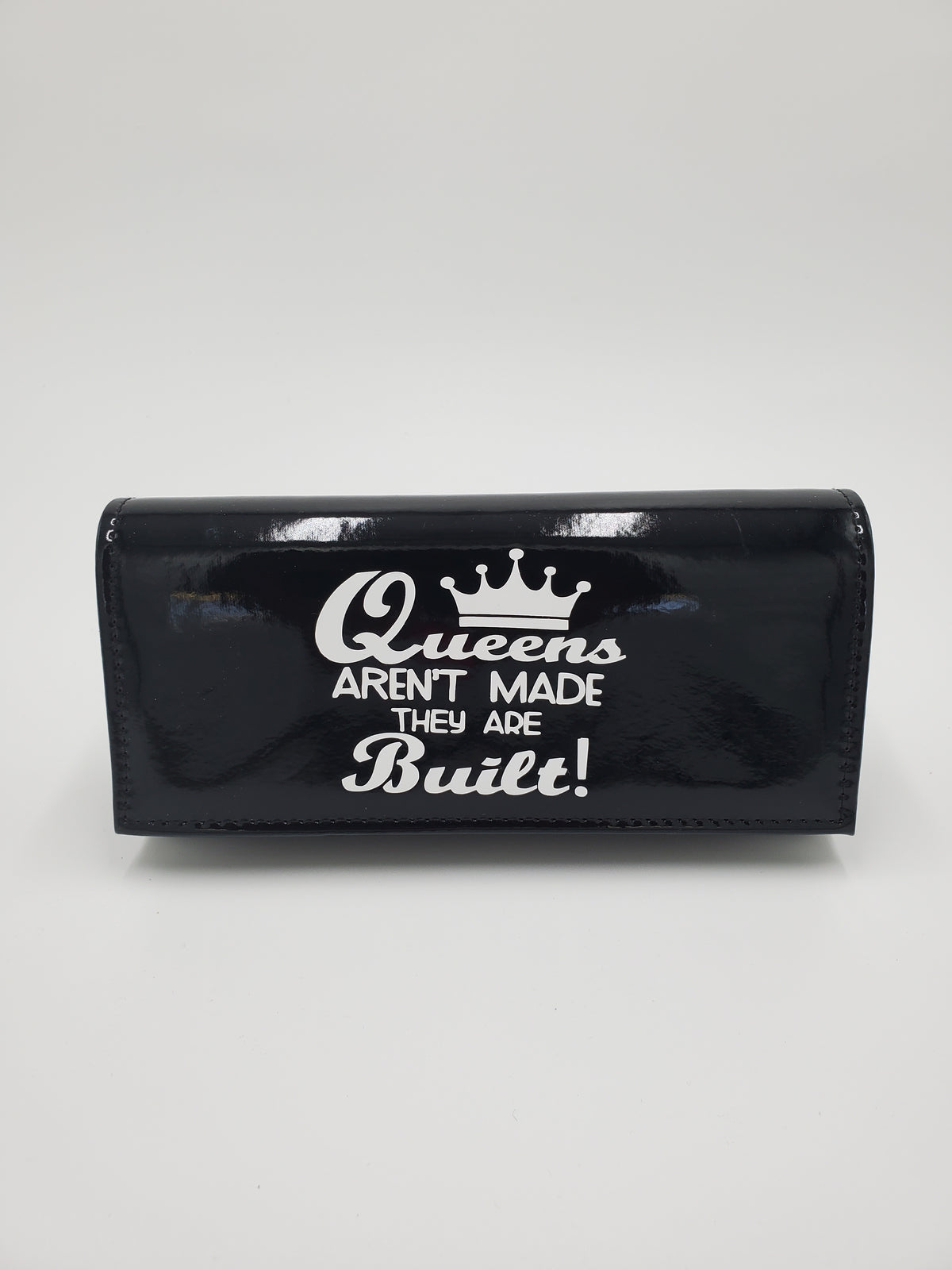 Black "Queens Aren't Made They Are Built" PU Clutch Purse