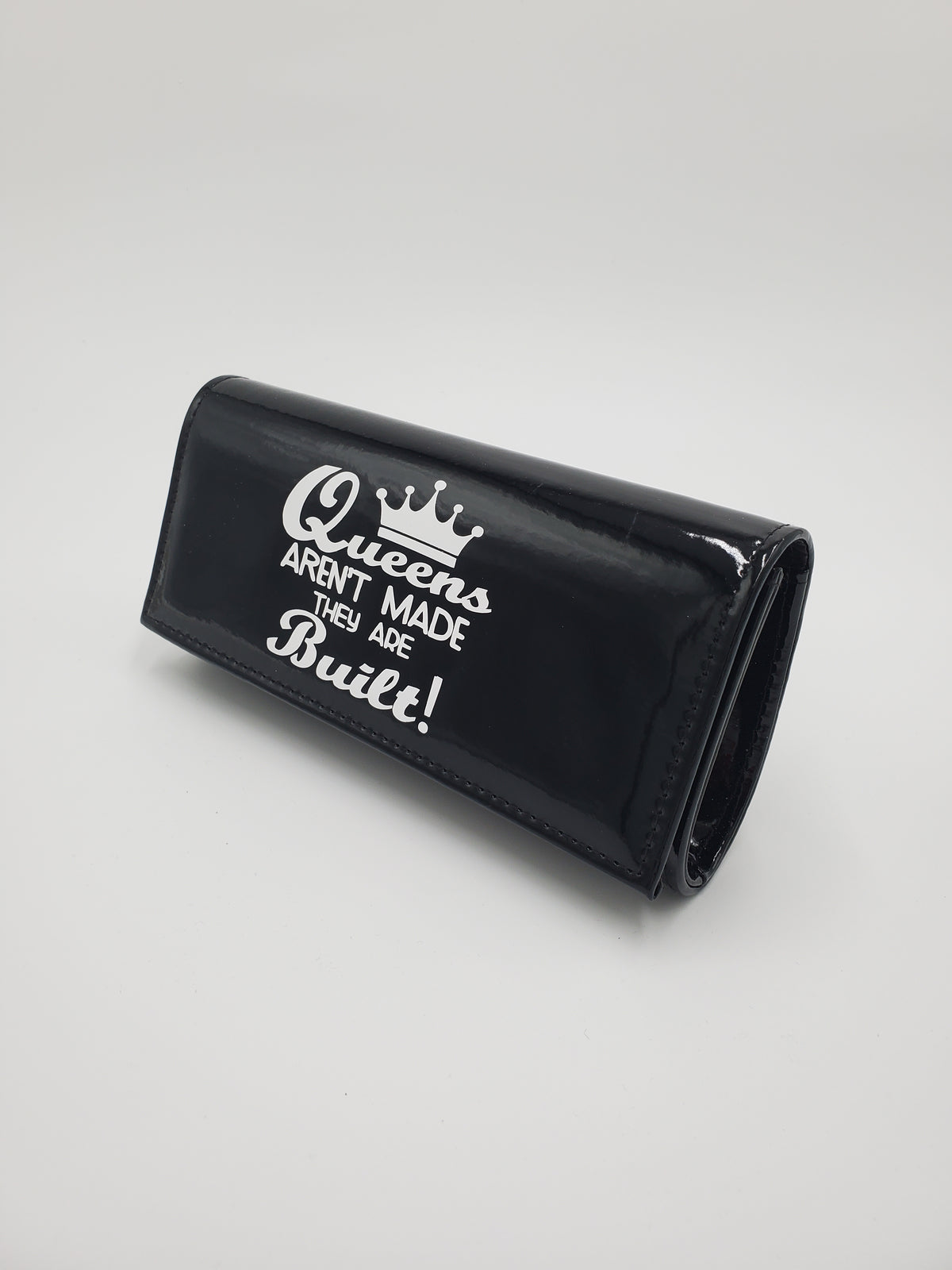 Black "Queens Aren't Made They Are Built" PU Clutch Purse