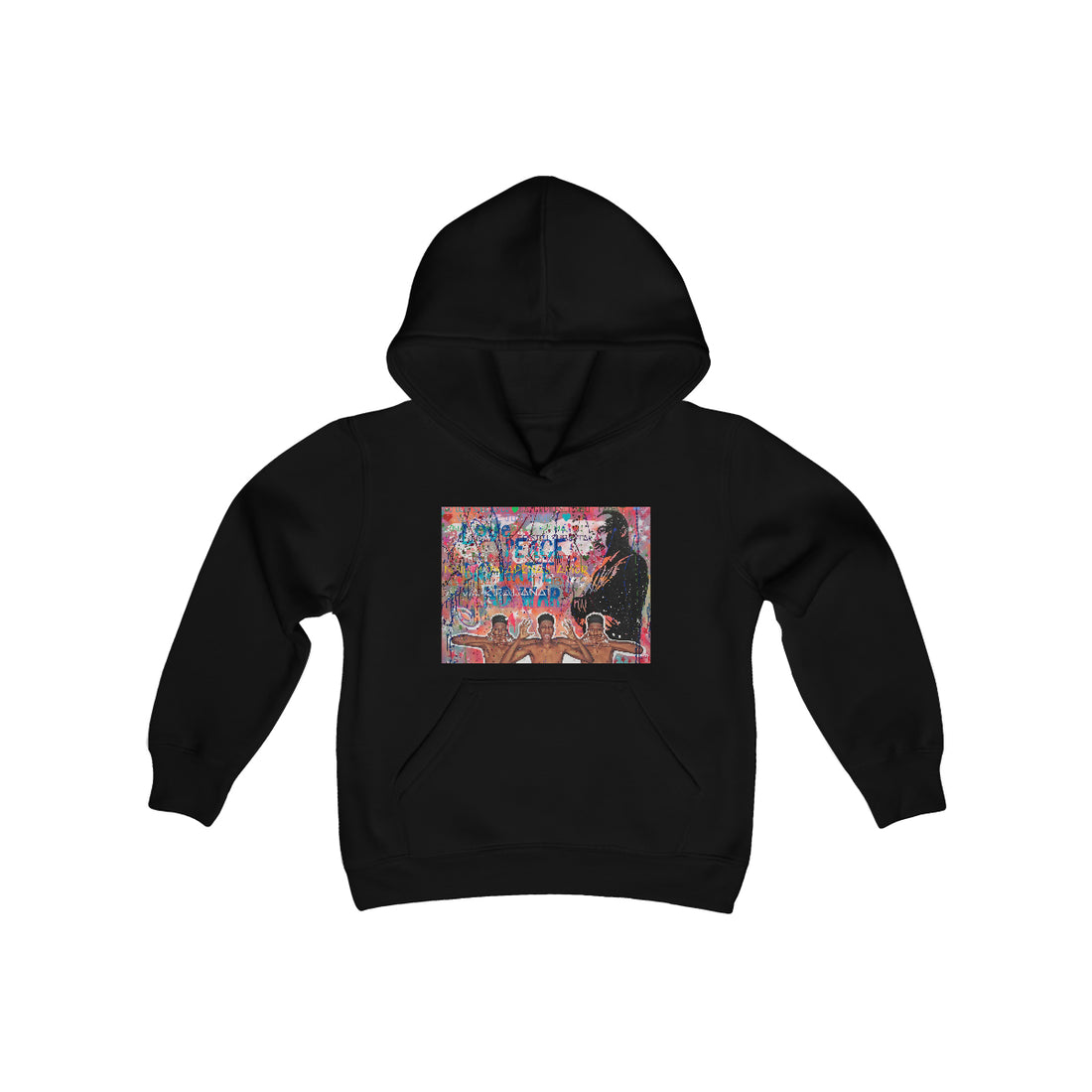 "No Hate Just Love" Youth Heavy Blend Hooded Sweatshirt