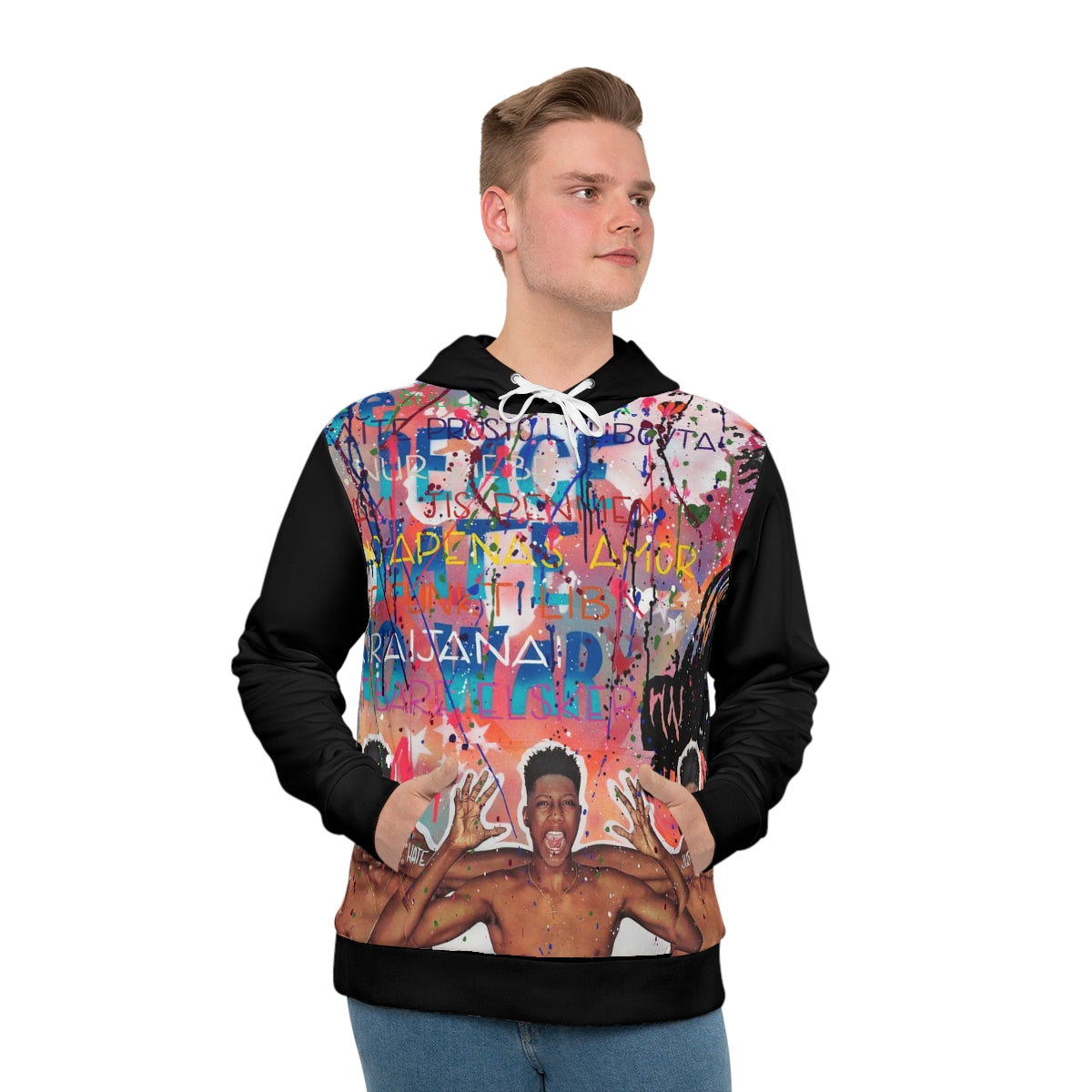 "No Hate Just Love" Men's All-Over-Print Hoodie