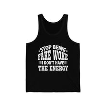 Load image into Gallery viewer, "Stop Being Fake Woke...." Unisex Jersey Tank