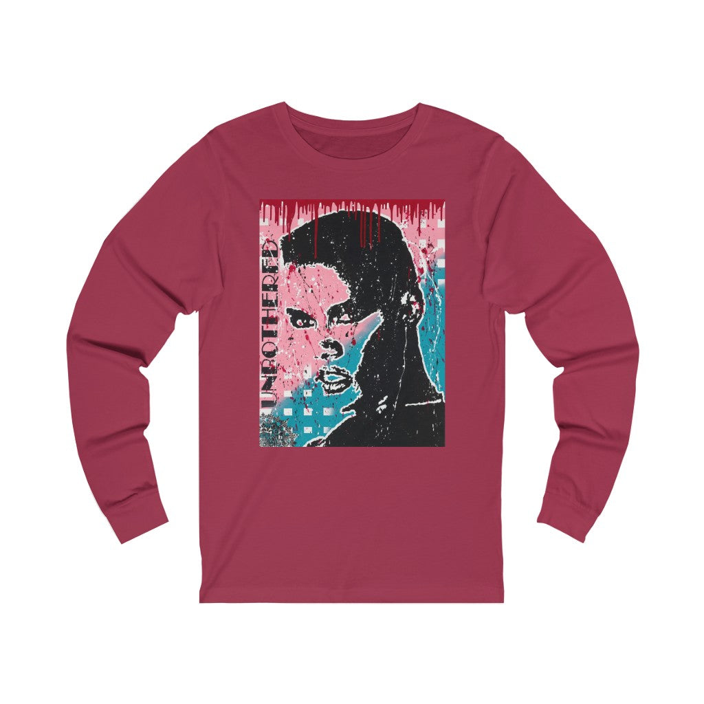 "Unbothered-Grace Jones" Unisex Jersey Long Sleeve Tee