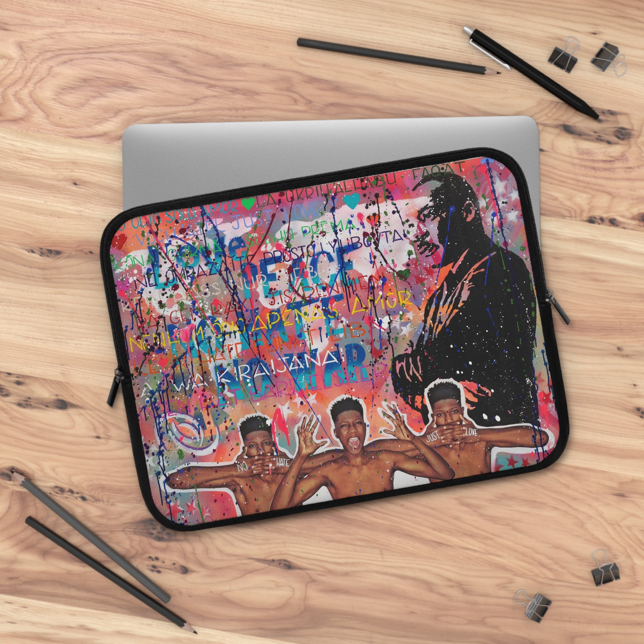 "No Hate Just Love" Laptop Sleeve